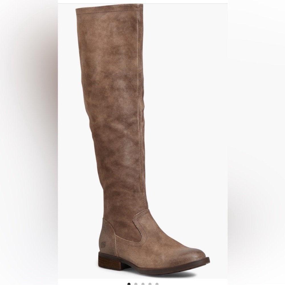BORN Britton Over the Knee Brown Suede Distressed Boots